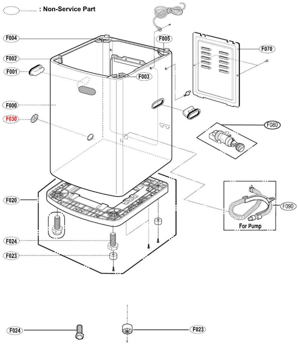 : Non-Service Part F004 F002 F001 F003 F000 F030 F020 F024 F023 F005 F070 F080 For Pump F090 F024 F023