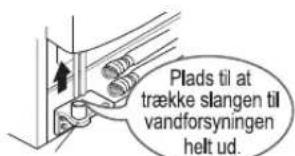 Plads til at trække slangen til vandforsyningen helt ud.