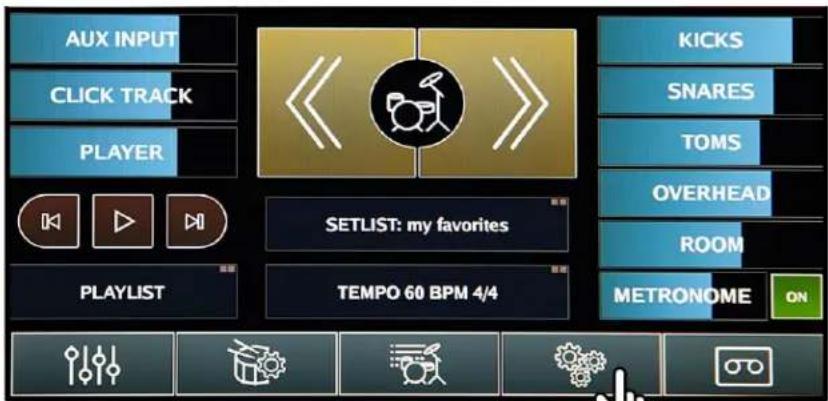 AUX INPUT CLICK TRACK PLAYER SETLIST: my favorites PLAYLIST TEMPO 60 BPM 4/4 KICKS SNARES TOMS OVERHEAD ROOM METRONOME ON