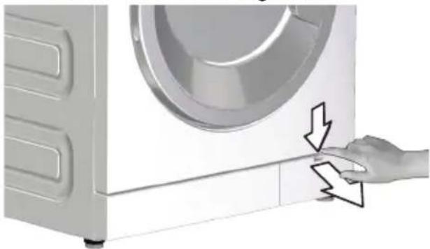 GRUNDIG GWN37P432 - Udtømning af resterende vand og rensning af pumpefilteret. - 5