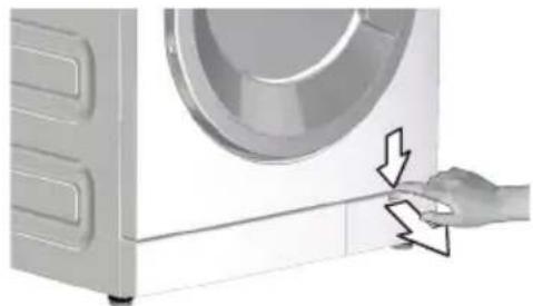 GRUNDIG GWN69P432 - Rensning af det snavsede filter og udtømning af vandet: - 1