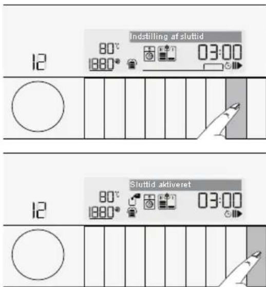 12 80° 1880° 03:00 Indstilling af sluttid Sluttid aktiveret 80° 1880° 03:00