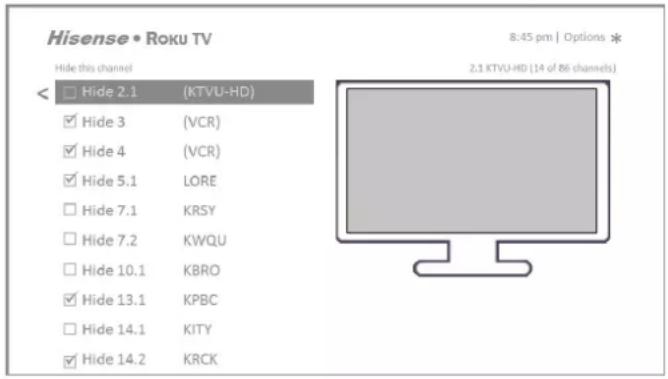 HISENSE 50R6107 - Edit broadcast TV channel lineup - 1