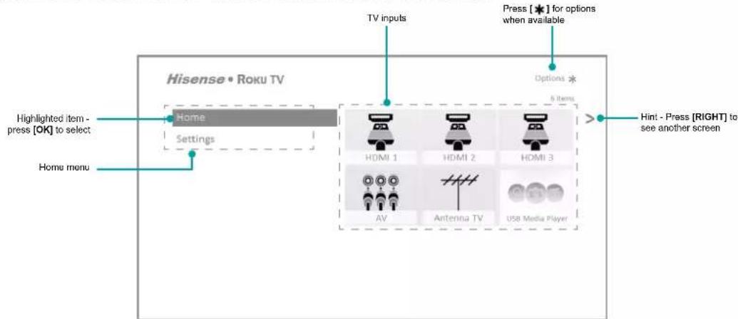 HISENSE 50R6107 - Non-connected TV Home screen - 1