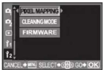 PIXEL MAPPING CLEANING MODE FIRMWARE CANCEL ⬤ MEN ⬤ SELECT ⬤ GO ⬤ OK