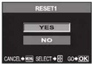 RESET1 YES NO CANCEL→MEN SELECT →GO→OK