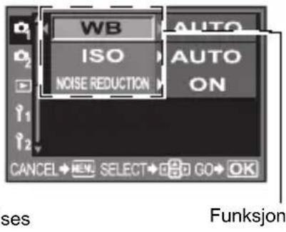 WB ISO NOISE REDUCTION AUTO AUTO ON CANCEL→NEW→SELECT→GO→OK Funksjon