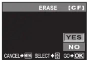 ERASE [CF] YES NO CANCEL→MENU SELECT →GO→OK