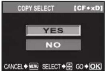 COPY SELECT [CF•xD] YES NO CANCEL→MEN SELECT→GO→OK