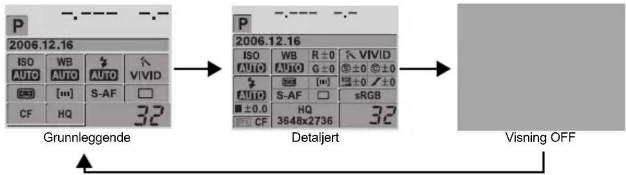 OLYMPUS E-400 - Innstilling av funksjoner med kontrollpanelskjermen - 2