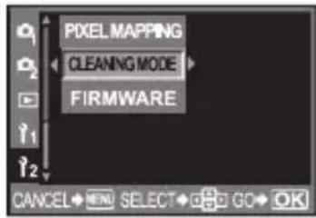 PIXEL MAPPING CLEANING MODE FIRMWARE CANCEL SELECT GO OK