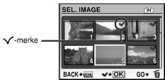 SEL. IMAGE IN √-merke 1 2 3 4 5 6 BACK MENU ✓ OK GO