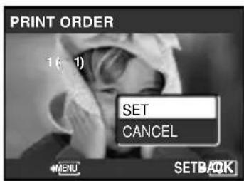 PRINT ORDER 1 (1) SET CANCEL MENU SETBACK
