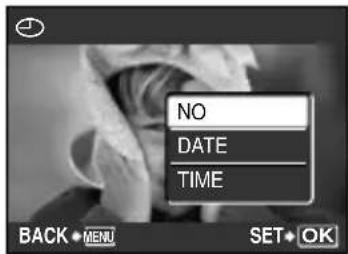 NO DATE TIME BACK • MENU SET • OK