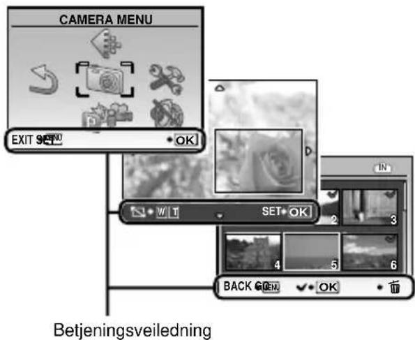 CAMERA MENU EXIT SET OK SET OK IN BACK OPEN OK Betjeningsveiledning
