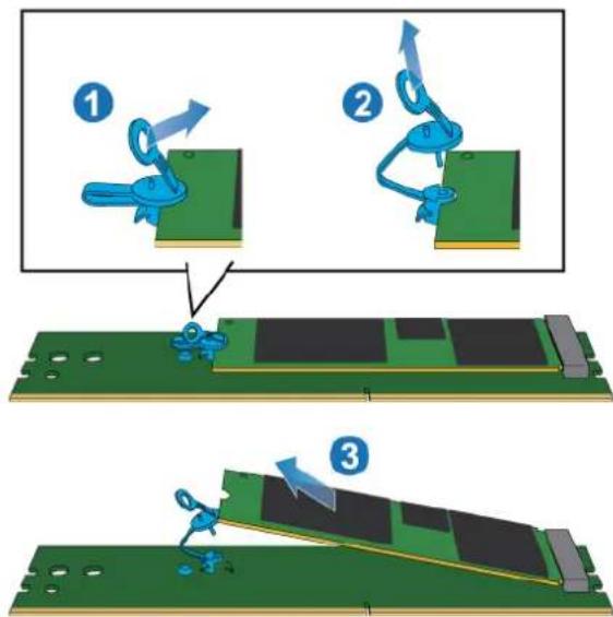 Diagram illustrating three-step machining process of a computer RAM module, labeled with steps 1, 2, and 3.