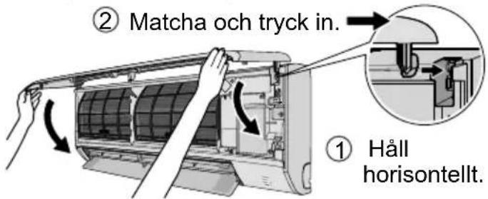 ② Matcha och tryck in. ① Håll horisontellt.