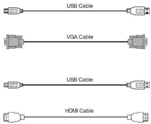 USB Cable VGA Cable USB Cable HDMI Cable