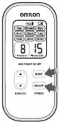 OMRON PAC Top Khead Ratio Arm Black Leg Foat Jard Shake 8 15 Analog - Minus Left MAX POWER SET MODE ON/OFF Power Intensity