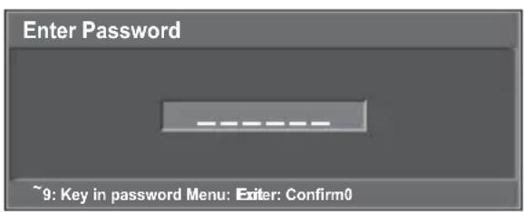 Enter Password ~9: Key in password Menu: Enter: Confirm0