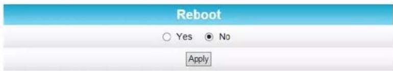 Reboot Yes No Apply