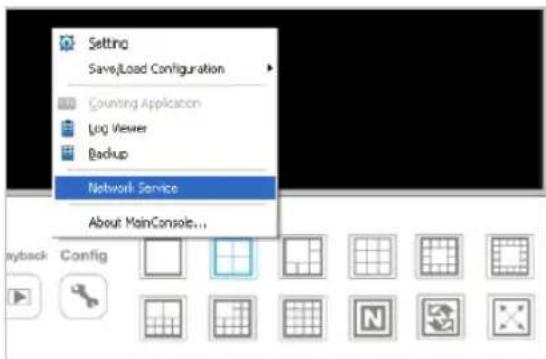 Setting Save/Load Configuration Counting Application Log Viewer Backup Network Service About MainConsole... Myback Config
