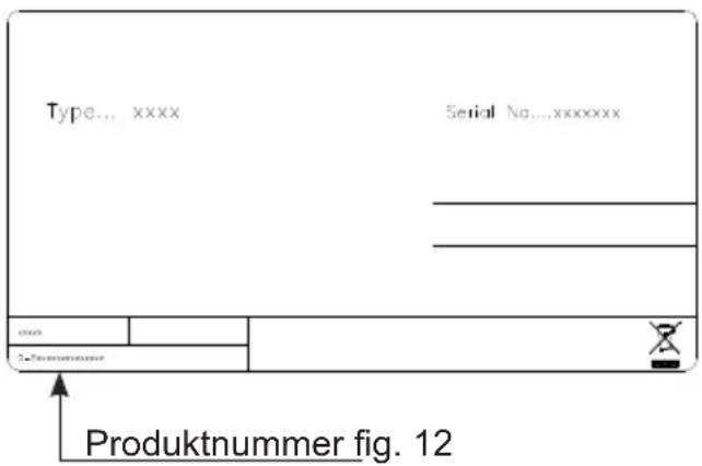 Type... xxxx Serial No.....xxxxxxx 1-Produktnummer Produktnummer fig. 12