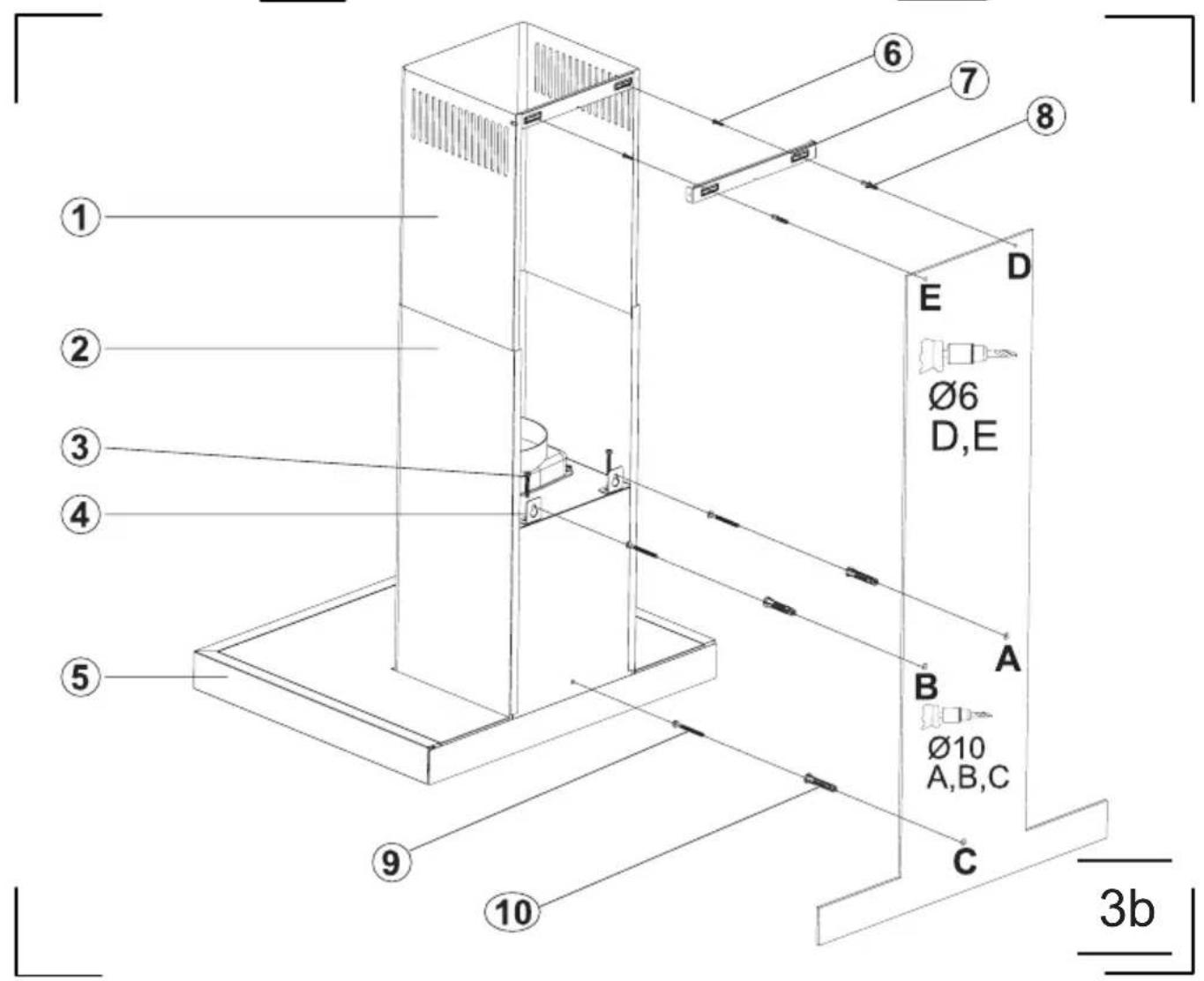 ① ② ③ ④ ⑤ ⑥ ⑦ ⑧ D E Ø6 D,E A B Ø10 A,B,C C ⑨ ⑩ 3b