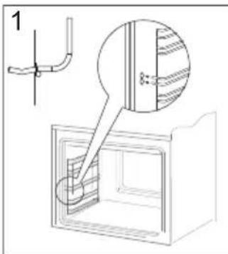 Diagram showing a pipe connection with a magnified inset of a window and a close-up view of the component.