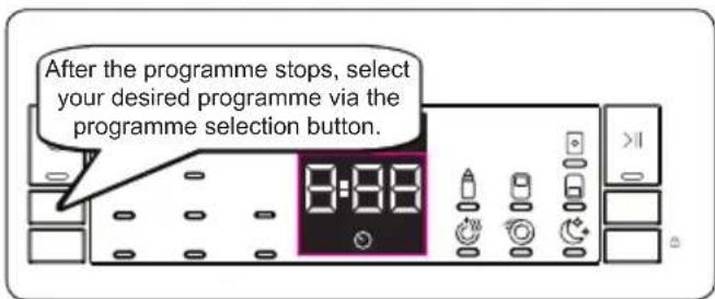 After the programme stops, select your desired programme via the programme selection button.