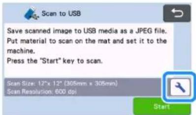 Scan to USB Save scanned image to USB media as a JPEG file. Put material to scan on the mat and set it to the machine. Press the "Start" key to scan. Scan Size: 12"x 12" (305mm x 305mm) Scan Resolution: 600 dpi Start