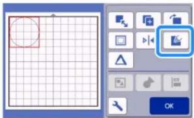 Screenshot of a graphic editing software interface showing a grid, selection tool, and toolbar with icons