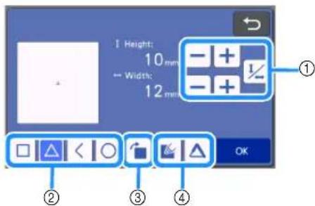 Height: 10 mm ← Width: 12 mm ① ② ③ ④ OK