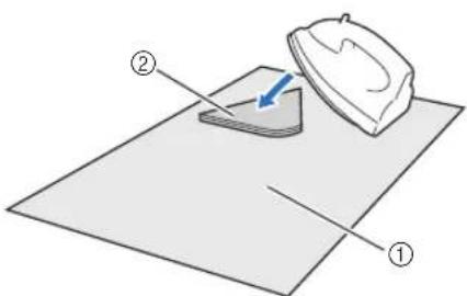 Diagram showing a mechanical setup with labeled parts, including a fan and a cutting edge on a flat surface.