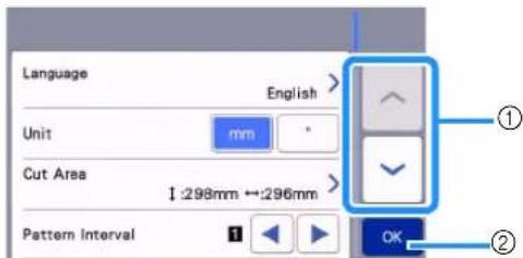 Language Unit Cut Area Pattern Interval English mm 298mm ↔ 296mm ① ②
