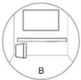 Simple line drawing of a desk with a monitor and a door, enclosed in a circle (no text or symbols)