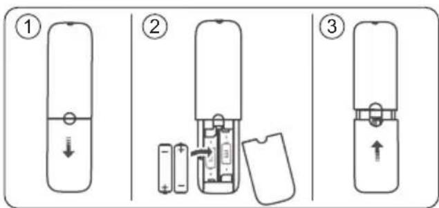 Diagram showing three-step battery assembly process: first with downward arrow, second with battery internal structure, and third with upward arrow.