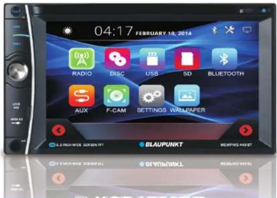 04:17 FEBRUARY 10, 2014 RADIO DISC USB SD BLUETOOTH AUX F-CAM SETTINGS WALLPAPER 6.2 INCH WIDE SCREEN TFT BLAUPUNKT MEMPHS-440ST