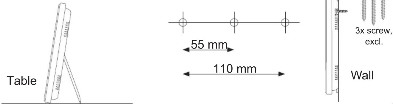 Table 55 mm 110 mm 3x screw, excl. Wall