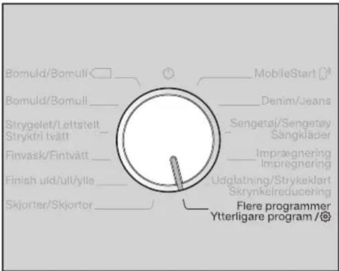 MIELE TEJ 665 WP - Programmer vælges med program- vælgerposition Flere programmer/☀ og display - 1