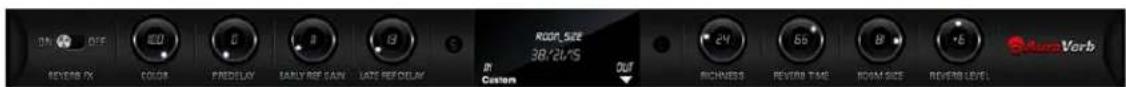 ON OFF 40 0 8 9 S ROOM_SIZE REVER PX COLOR PREDELAY EARLY REF SAN LATE REF DELAY IN Custom OUT 24 55 8 -6 AutoVerb