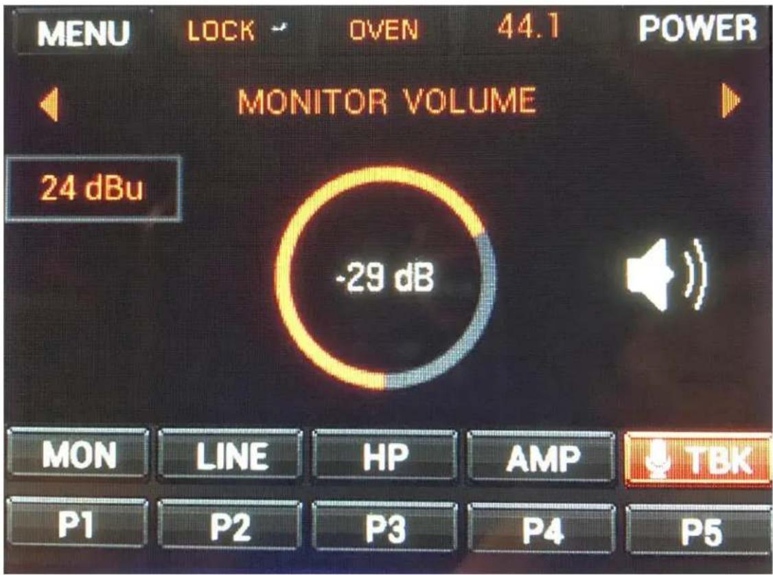 MENU LOCK OVEN 44.1 POWER MONITOR VOLUME 24 dBu -29 dB MON LINE HP AMP TBK P1 P2 P3 P4 P5