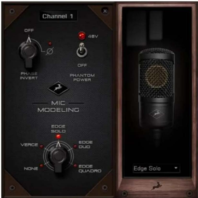 Channel 1 OFF 48V PHASE INVERT OFF PHANTOM POWER MIC MODELING EDGE SOLO VERGE EDGE DUD NONE EDGE QUADRO Edge Solo