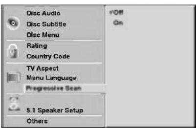 Disc Audio Disc Subtitle Disc Menu Rating Country Code TV Aspect Menu Language Progressive Scan 5.1 Speaker Setup Others