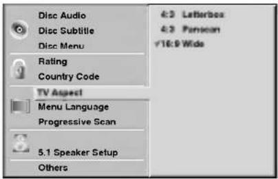 Disc Audio Disc Subtitle Disc Menu Rating Country Code TV Aspect Menu Language Progressive Scan 5.1 Speaker Setup Others 4:3 Letterbox 4:3 Persian v16:9 Wide