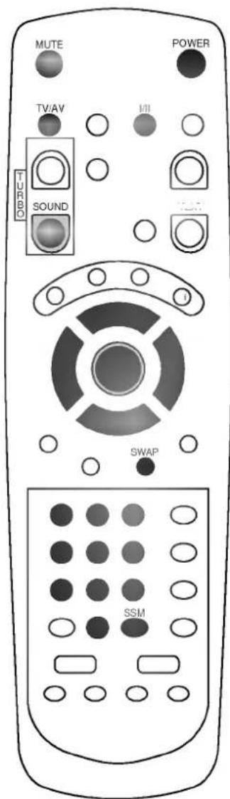 MUTE POWER TV/AV I/II TURBO SOUND SWAP SSM