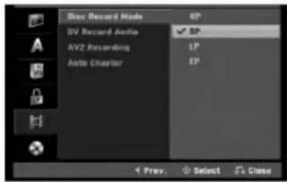 LG DR198P1 - Indstilling af optagelse - 1