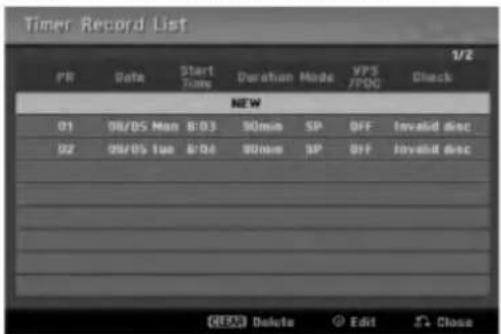 LG DR198P1 - Kontrollere detaljer om tidsindstillet optagelse - 1