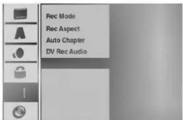 Rec Mode Rec Aspect Auto Chapter DV Rec Audio