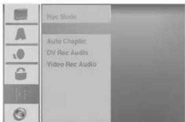 Rec Mode Auto Chapter DV Rec Audio Video Rec Audio
